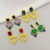 Medieval Glazed Shoulder Earrings 925 Silver Court Love Pendant
