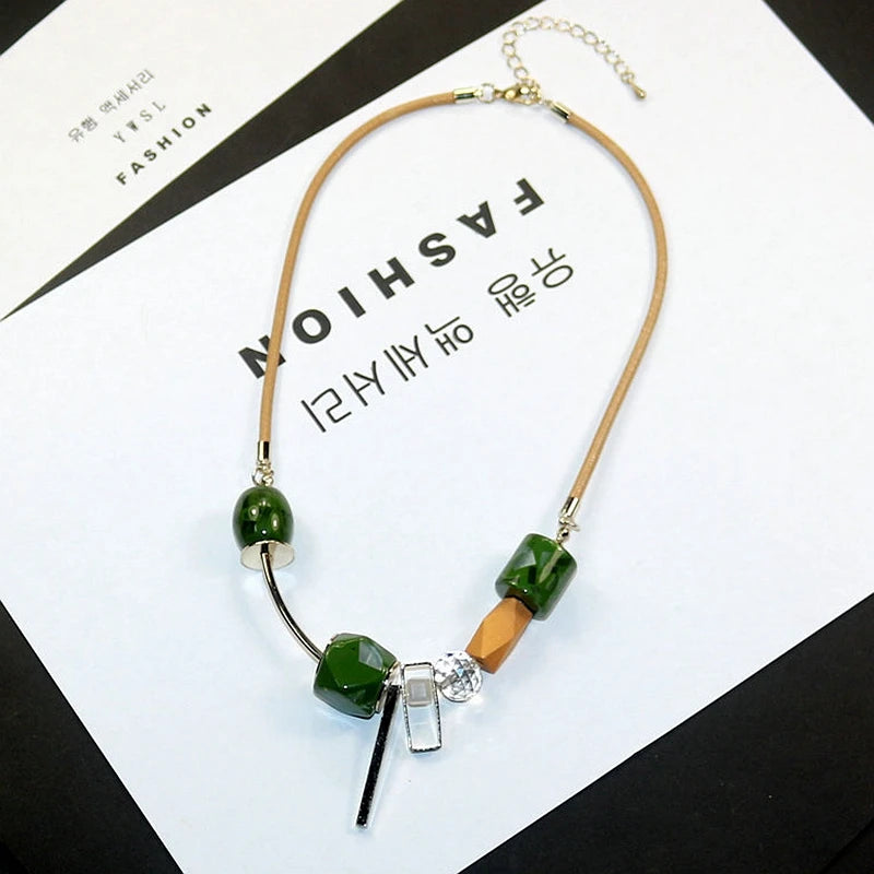 Resin Crystal Geometric Necklace Sweet Candy Clavicle Chain