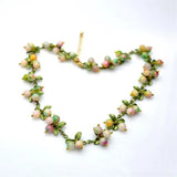 Green Lady Necklace Series Natural Stone Cranberry Flower