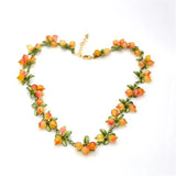 Green Lady Necklace Series Natural Stone Cranberry Flower