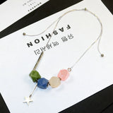 Colorful Geometric Resin Coffee Golden Pentagon Necklace