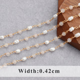 DIY 18K Plated Chain with Charms & Real Pearl, 1m