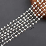 DIY Chain 18K Plated Copper Metal Thick Silver Natural Pearls Charms