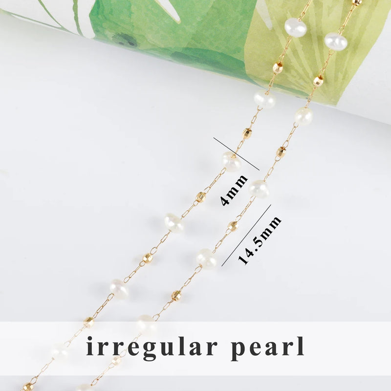 DIY Chain Stainless Steel with Natural Pearl