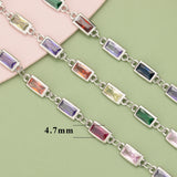 C321 Nickel Free Rhodium Plated Chain with Zircons 50cm/Lot