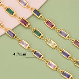 C321 Nickel Free Rhodium Plated Chain with Zircons 50cm/Lot