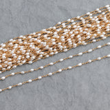 DIY Chain Necklace 18K Plated 0.3 Microns Natural Stone Pearl Beads