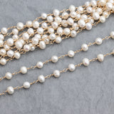 DIY Chain Necklace 18K Plated 0.3 Microns Natural Stone Pearl Beads