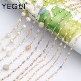 DIY Chain Necklace 18K Plated 0.3 Microns Natural Stone Pearl Beads