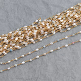DIY Chain Necklace 18K Plated 0.3 Microns Natural Stone Pearl Beads