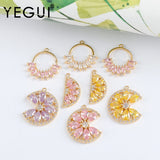 18k Plated Copper Metal Zircon Charms Jewelry Making