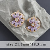 18k Plated Copper Metal Zircon Charms Jewelry Making