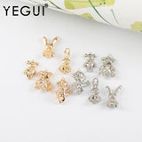 18k Plated Copper Metal Zircon Charms DIY Pendants 10pcs/lot