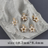 18k Plated Copper Metal Charms with Zircons, 10pcs/lot