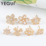 18k Plated Flower Shape Zircon Charms for DIY Jewelry Making