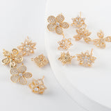 18k Plated Flower Shape Zircon Charms for DIY Jewelry Making