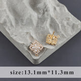 18k Plated Flower Shape Zircon Charms for DIY Jewelry Making