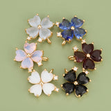Petite Petal Charms 18K Plated Zircon Pendants 6pcs