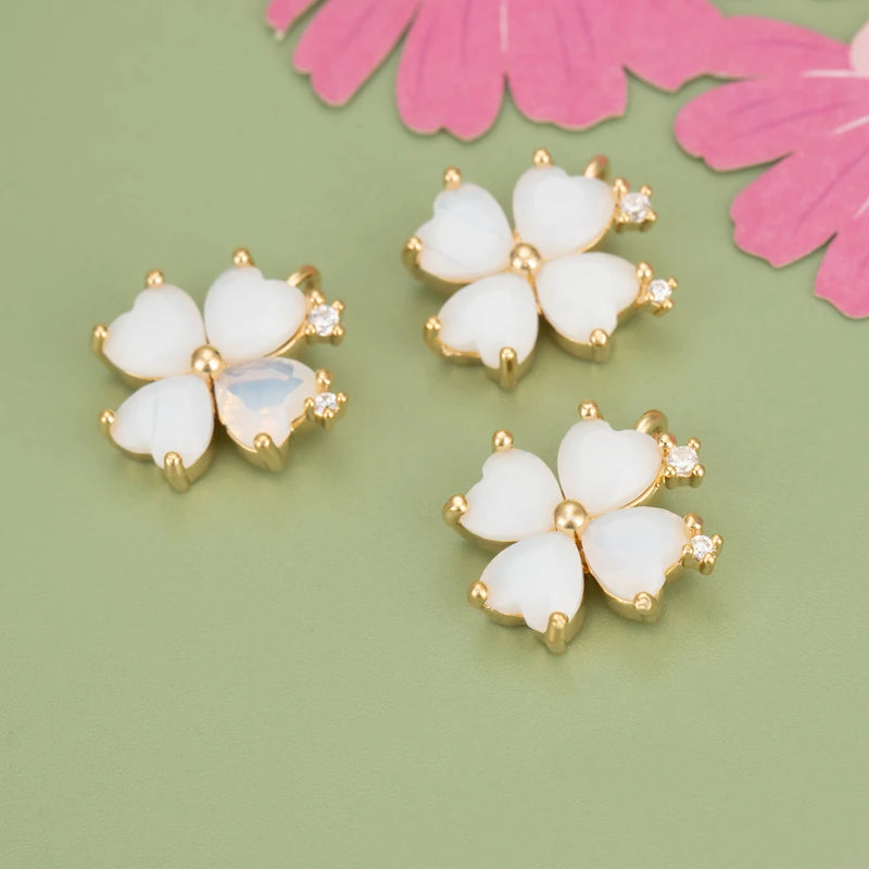 Petite Petal Charms 18K Plated Zircon Pendants 6pcs