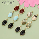 316L Stainless Steel Natural Stone DIY Pendants 4pcs/lot