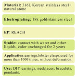 316L Stainless Steel Natural Stone DIY Pendants 4pcs/lot