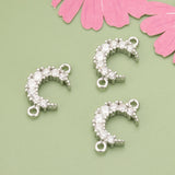 Moon Shape Rhodium Plated Copper Charms DIY Pendants