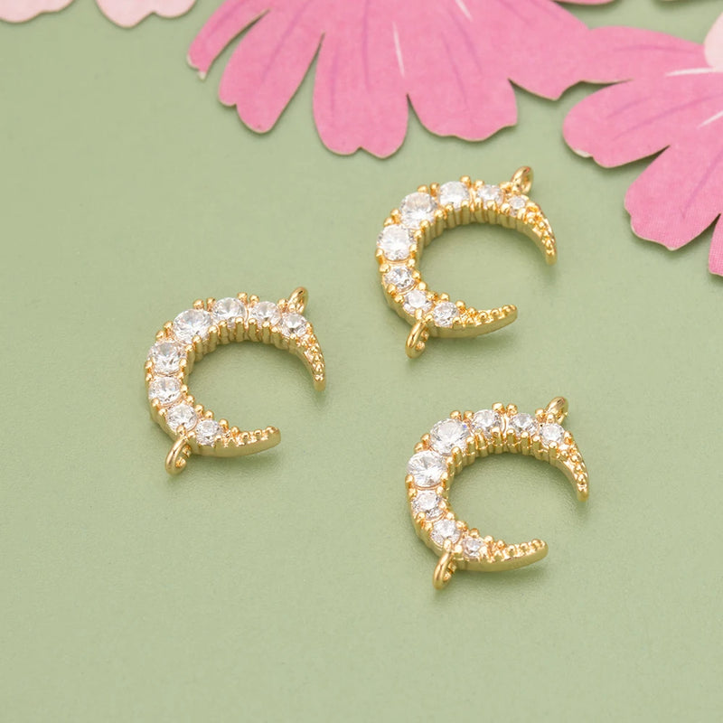 Moon Shape Rhodium Plated Copper Charms DIY Pendants