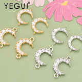 Moon Shape Rhodium Plated Copper Charms DIY Pendants