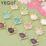 18k Plated Copper Natural Stone Charms DIY Pendants 4pcs/lot