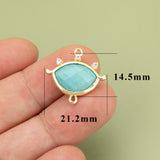 18k Plated Copper Natural Stone Charms DIY Pendants 4pcs/lot