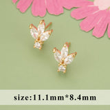 18k Rhodium Plated Copper Zircon Charms for DIY Earrings