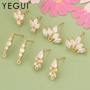 18k Rhodium Plated Copper Zircon Charms for DIY Earrings