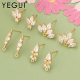 18k Rhodium Plated Copper Zircon Charms for DIY Earrings