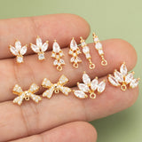 18k Rhodium Plated Copper Zircon Charms for DIY Earrings