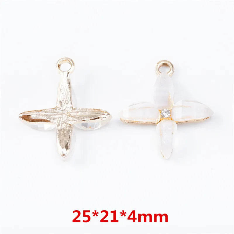 20 PCS Flower Crystal Charms Alloy Jewelry Pendants for DIY Craft - JS2131