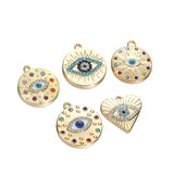 10pcs Mixed Round Heart Eye Charms Crystal Pendant DIY Jewelry Accessories