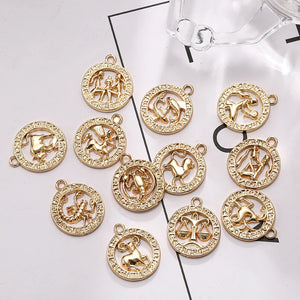12Pcs Zodiac Constellations Charm Pendants for Jewelry Making
