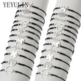 12pcs/Set Hand of Fatima Unicorn Heart Charms Bracelet Set Adjustable Wristband