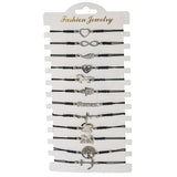 12pcs/Set Hand of Fatima Unicorn Heart Charms Bracelet Set Adjustable Wristband