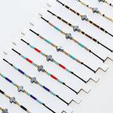 Hematite Cross Charm Bracelets Set Adjustable Rope Charms Bracelet