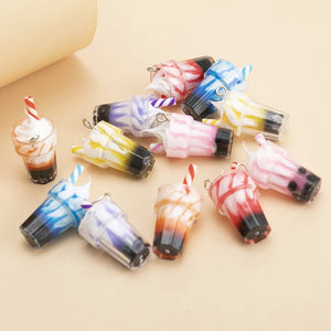 12pcs Mixed Acrylic Ice Cream Cup Charms Pendant For DIY Jewelry Making