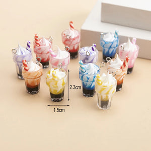 12pcs Mixed Acrylic Ice Cream Cup Charms Pendant For DIY Jewelry Making