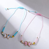 12pcs Woven Rope Chain Bracelet Women Butterfly Beads Charms Jewelry