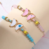 12pcs Woven Rope Chain Bracelet Women Butterfly Beads Charms Jewelry