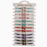 12pcs Woven Rope Chain Bracelet Women Butterfly Beads Charms Jewelry