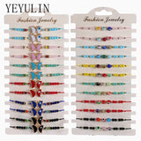 12pcs Woven Rope Chain Bracelet Women Butterfly Beads Charms Jewelry