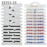 12pcs Mixed Fruit Flower Braided Rope Bracelet for Women Men