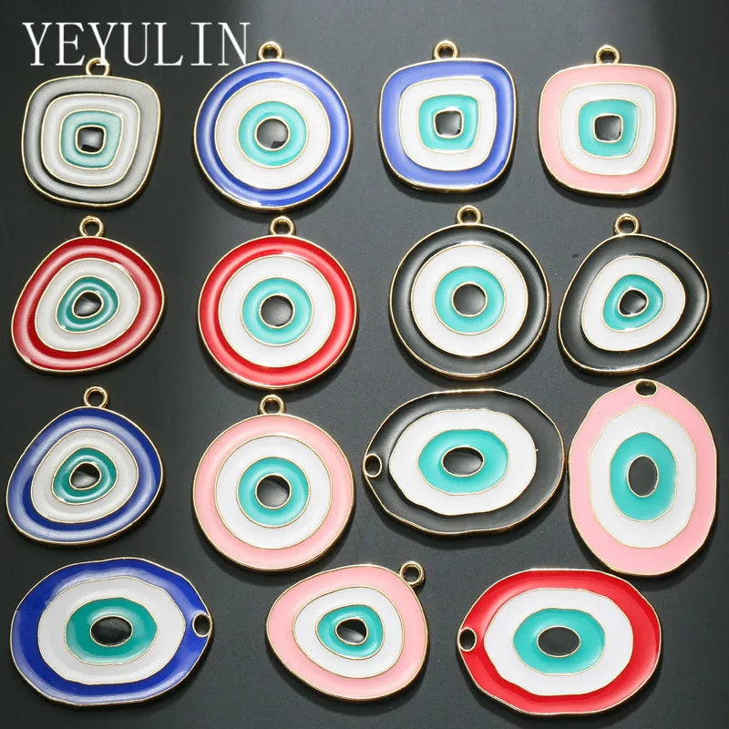 14pcs Enamel Eye Charms DIY Necklace Bracelet Accessories