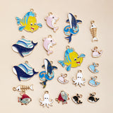 20pcs Enamel Animal Charms Mixed Fish Whale Octopus Pendant DIY Accessories