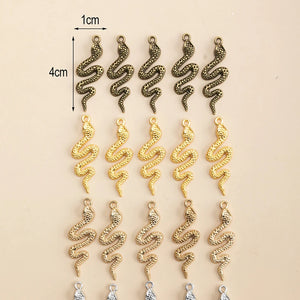 20pcs Mixed Alloy Snake Charms Pendants DIY Necklace Earrings